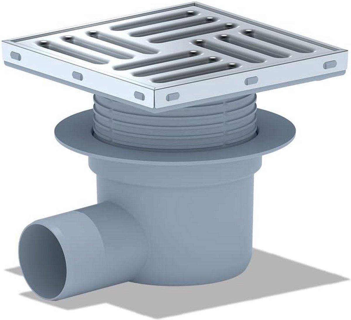 Verstelbare Hoek Vloerafvoer RVS Rooster 150x150 mm voor Douche en Terras DN50
