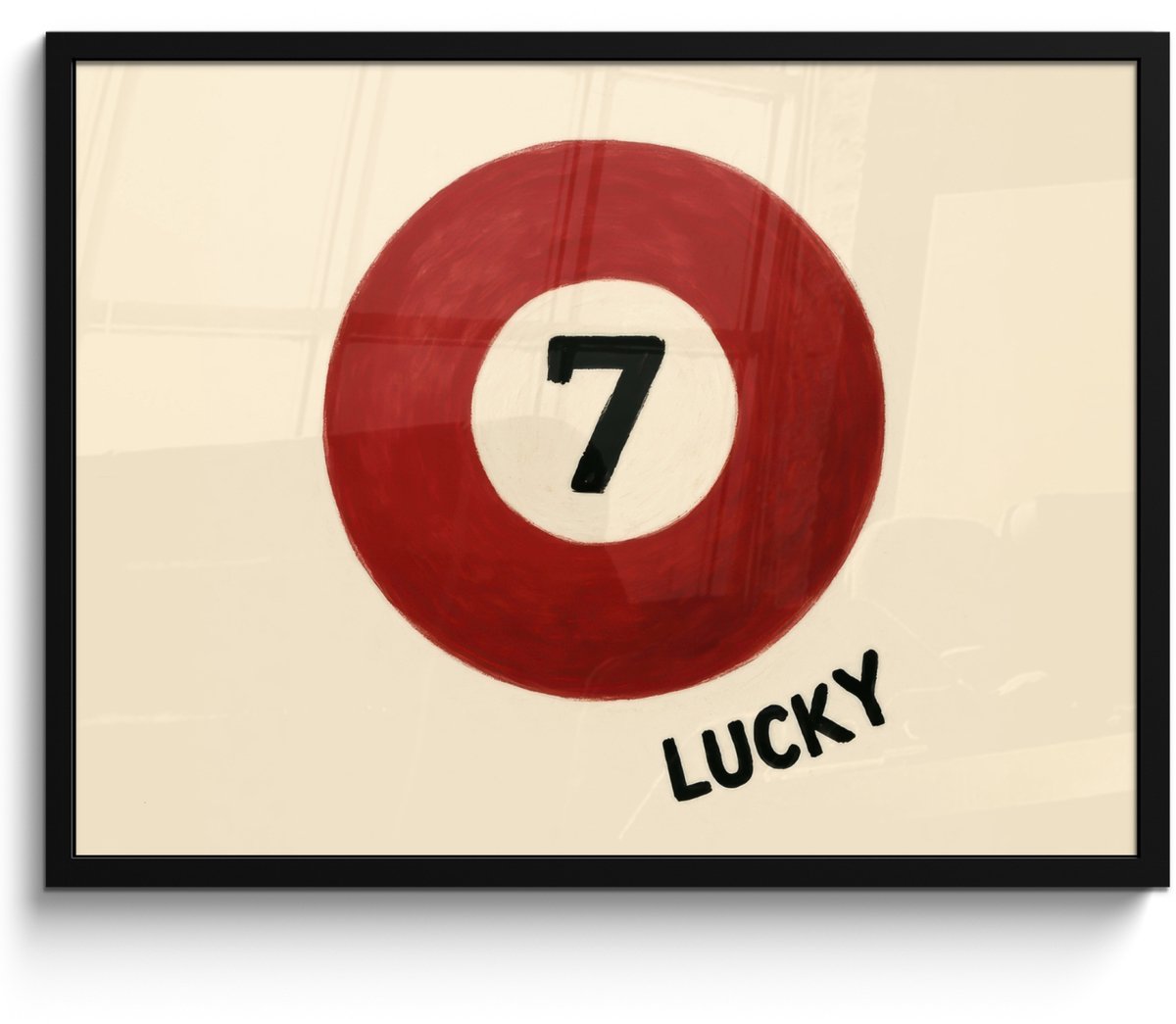 FrameYourWall Poster in lijst - Fotolijst 70x50 cm - Posters - Cirkel - Zeven - Lucky - Rood - Posterlijst zwart - Decoratie - Wanddecoratie woonkamer - Muurdecoratie slaapkamer