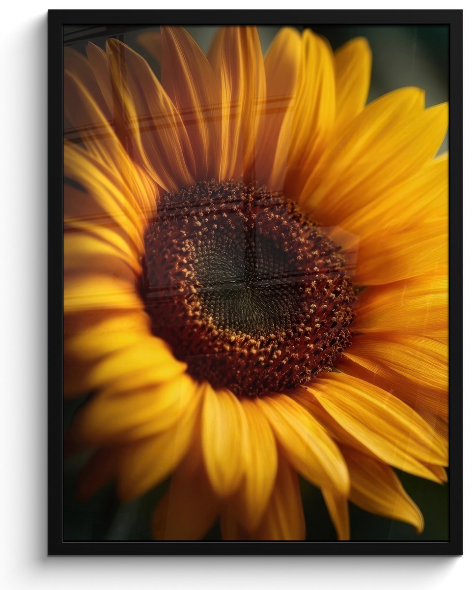 FrameYourWall Poster in lijst - Fotolijst 50x70 cm - Posters - Geel - Zonnebloem - Zomers - Posterlijst zwart - Decoratie - Wanddecoratie woonkamer - Muurdecoratie slaapkamer