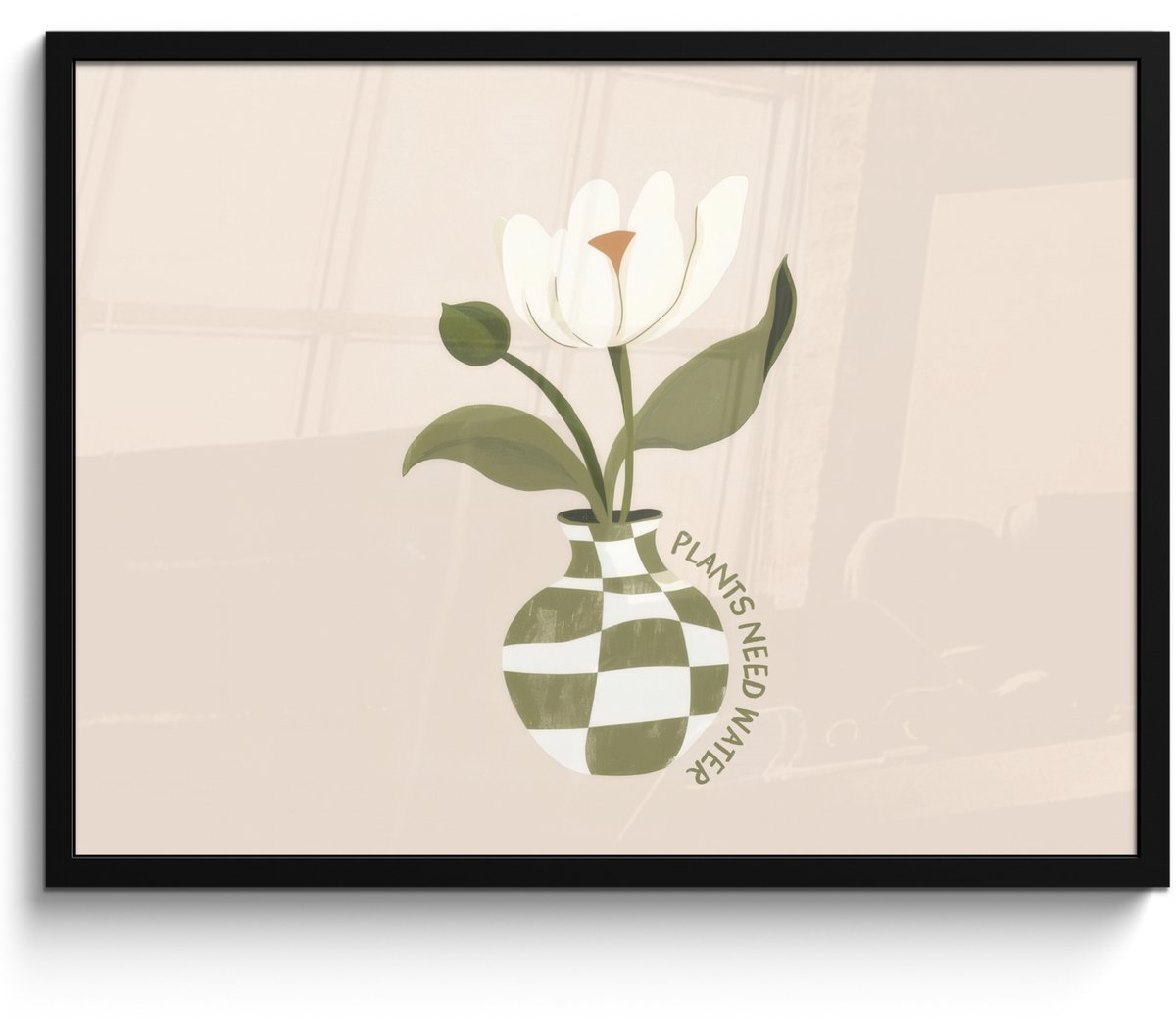 FrameYourWall Poster in lijst - Fotolijst 70x50 cm - Posters - Bloem - Wit - Vaas - Quote - Posterlijst zwart - Decoratie - Wanddecoratie woonkamer - Muurdecoratie slaapkamer Vaas - Bloem - Tekst