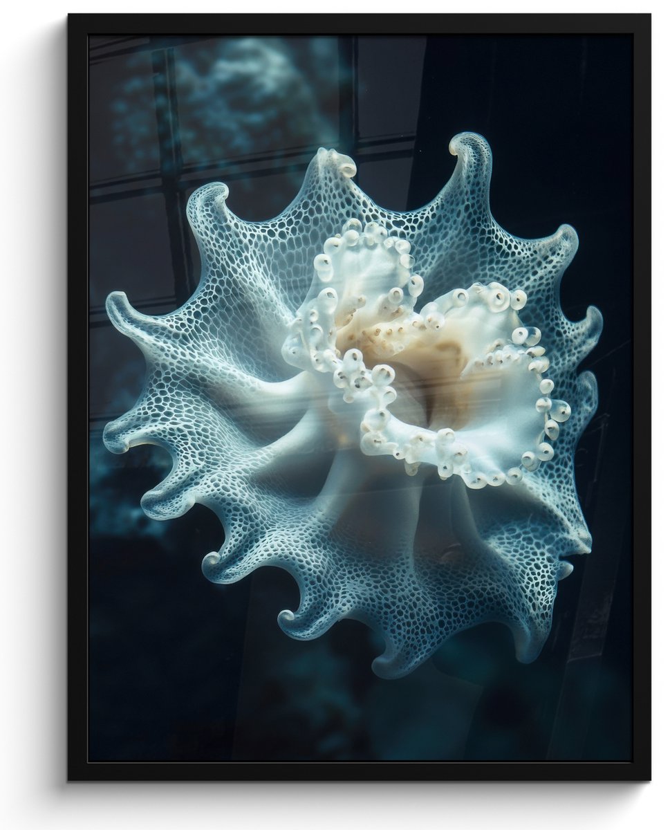 FrameYourWall Poster in lijst - Fotolijst 50x70 cm - Posters - Zeewezen - Wit - Golven - Water - Posterlijst zwart - Decoratie - Wanddecoratie woonkamer - Muurdecoratie slaapkamer
