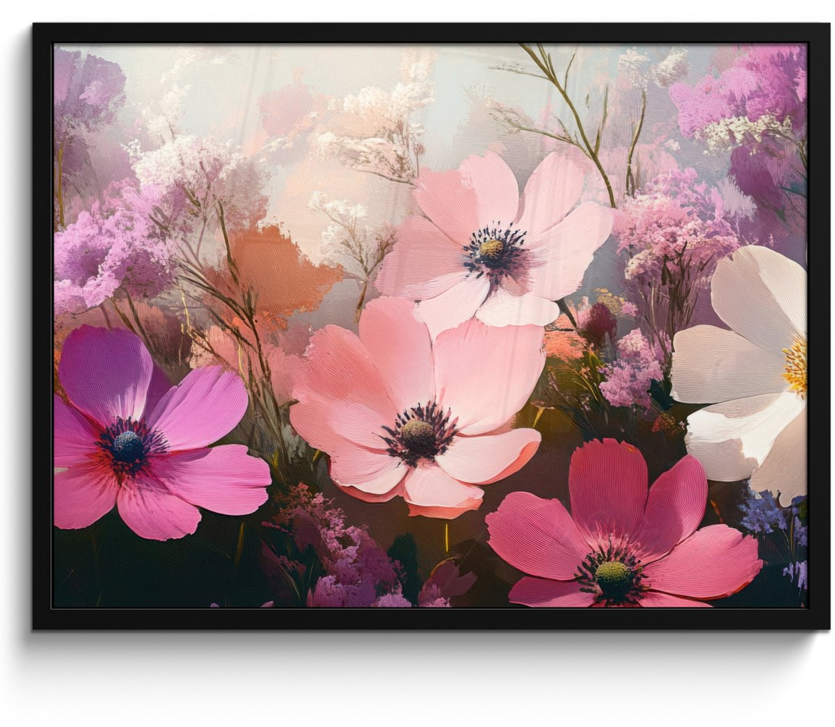 FrameYourWall Poster in lijst - Fotolijst 70x50 cm - Posters - Bloemen - Kleurrijk - Bloei - Posterlijst zwart - Decoratie - Wanddecoratie woonkamer - Muurdecoratie slaapkamer