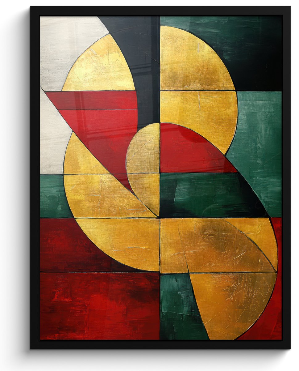 FrameYourWall Poster in lijst - Fotolijst 50x70 cm - Posters - Abstract - Kerst - Goud - Rood - Groen - Posterlijst zwart - Decoratie - Wanddecoratie woonkamer - Kerstdecoratie voor binnen - Kerstversiering - Kerstmis versiering in huis - Kerstaccessoires