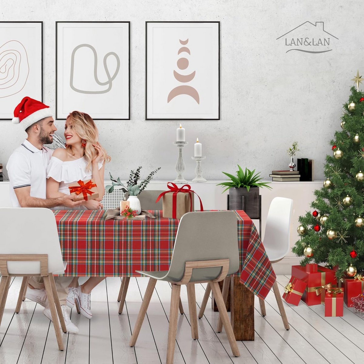 Kersttafelkleed Schotse Stijl Geruit voor Rechthoekige Tafels