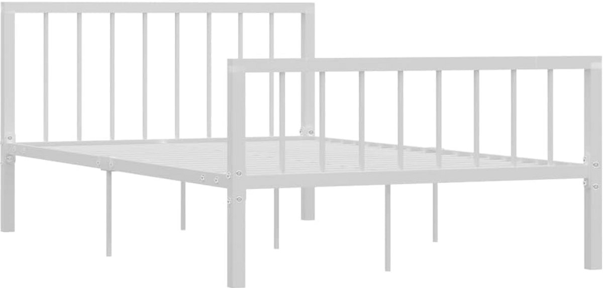 Degelijk Metalen Bedframe Wit 120x200 cm voor Slaapkamer