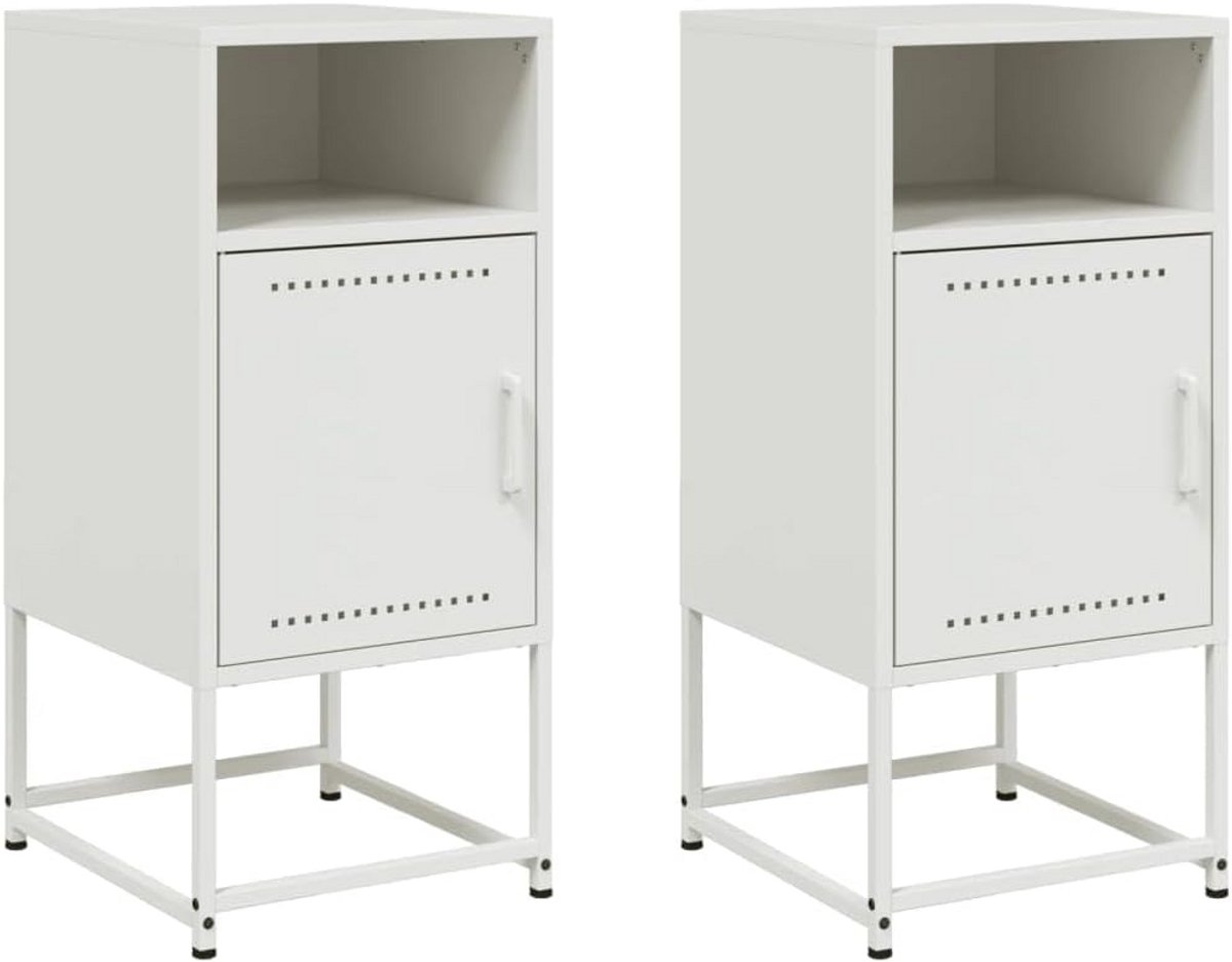 Set van 2 Nachtkastjes met Stalen Frame in Wit