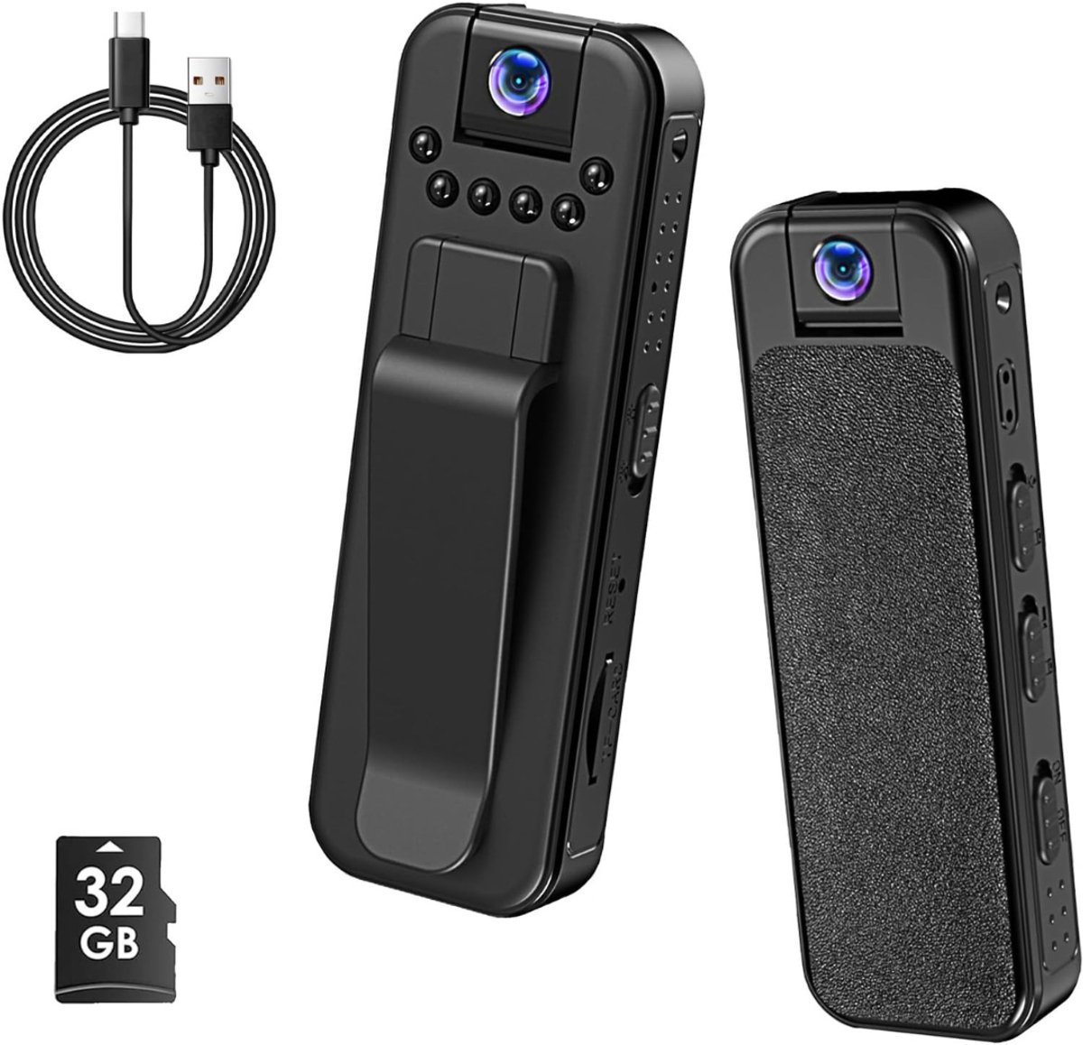 MKSS® Bodycam - Action Cam - Spycam - Bewegingsdetectie - 180º Draaibare Lens - Bodycam Politie - Full HD - Zwart