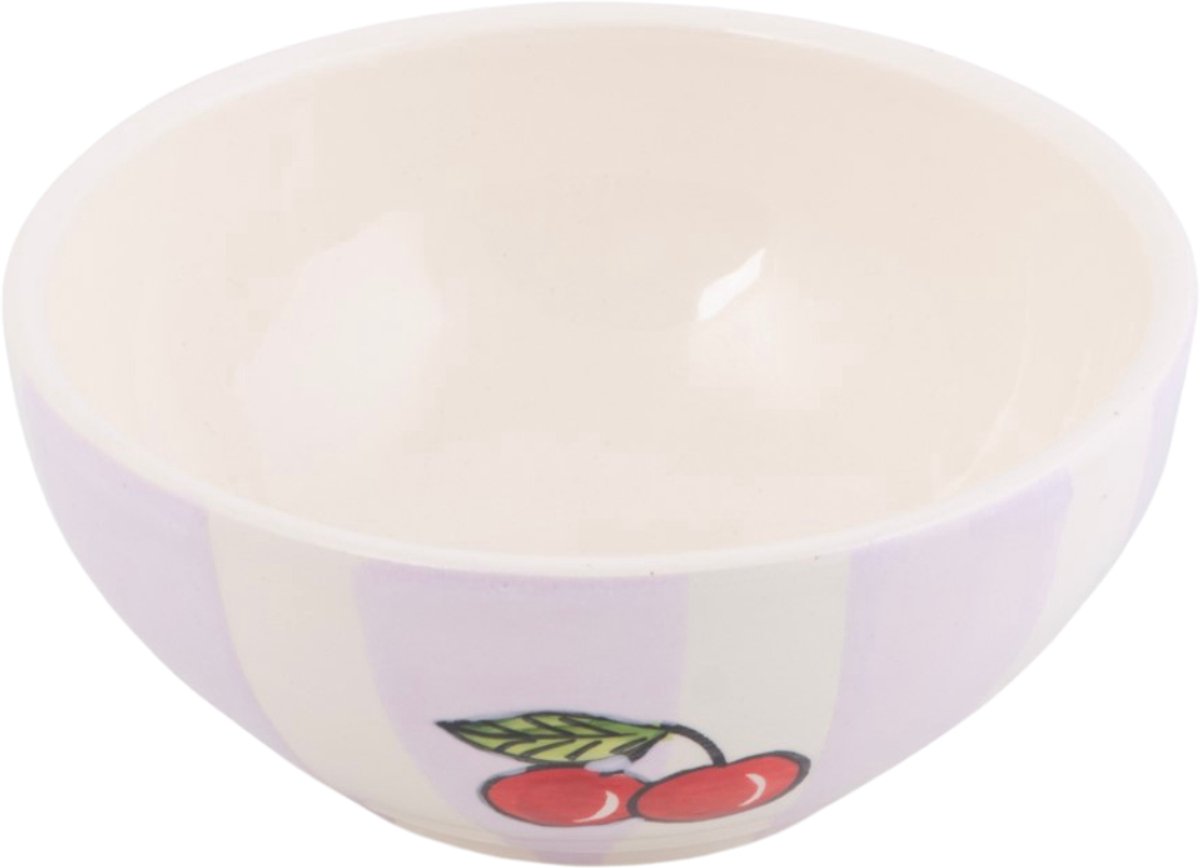 Schaaltje Fruity Cherry – Lila/Wit – Aardewerk – ø 12 cm - Dishes & Deco