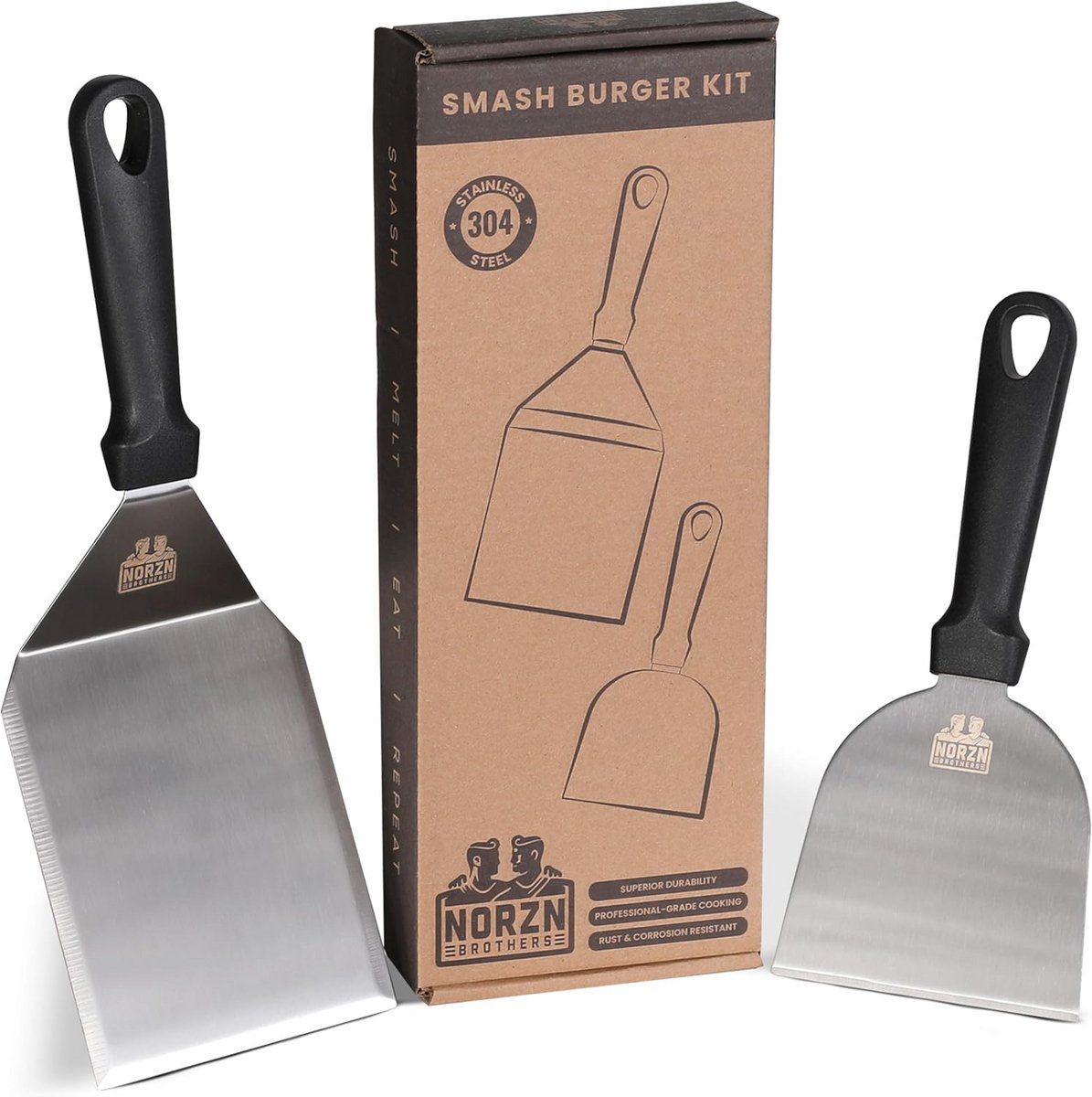 Set spatels voor barbecue en bakplaat – roestvrijstaal