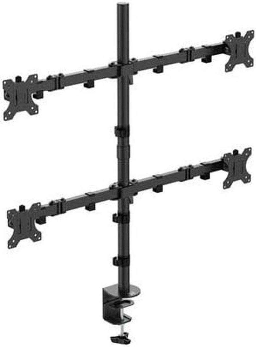 Bureausteun voor 4 Monitoren tot 32 inch - VESA 75x75/100x100 - Ruimtebesparend