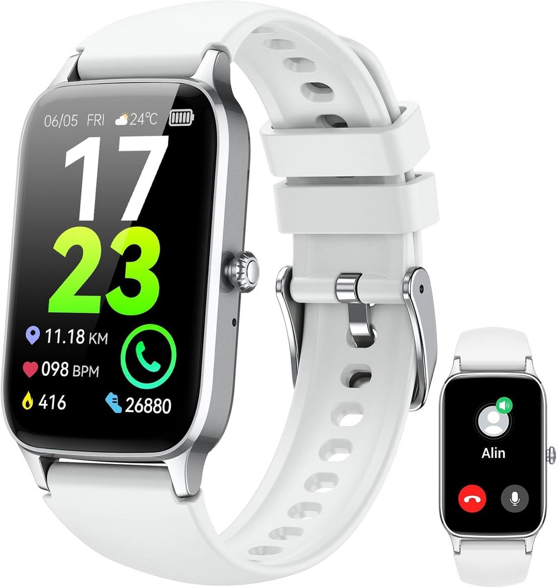 Smartwatch met 1,57 inch HD scherm, 110+ sportmodi, hartslag en slaapmonitor, waterdicht, met telefoonfunctie