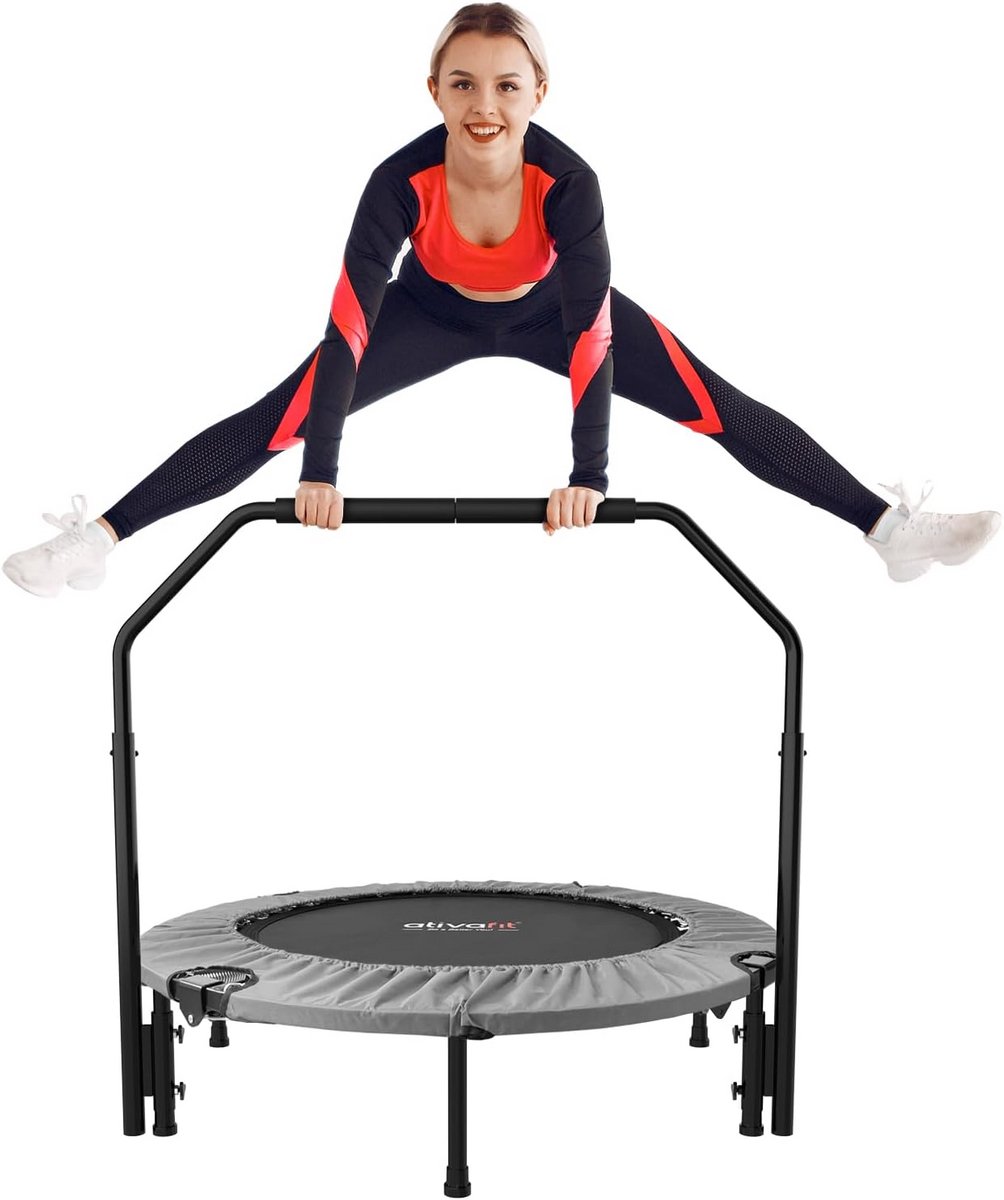 Opvouwbare Fitness Trampoline 101 cm met Verstelbaar Handvat voor Cardio Training