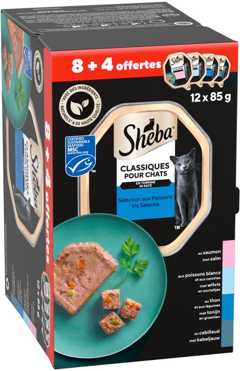 Sheba Kattenvoer Nat Classic Paté Vis Selectie Multipack - 12x85 gr
