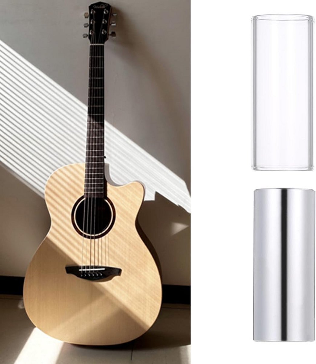 Set van 2 Slides voor Gitaar en Bas: RVS en Glas