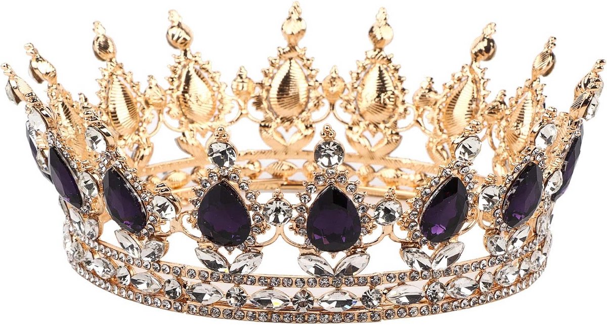 Opgestoken Kroon voor Volwassenen, Bruiloft en Feest - Sierlijke Tiara van Legering
