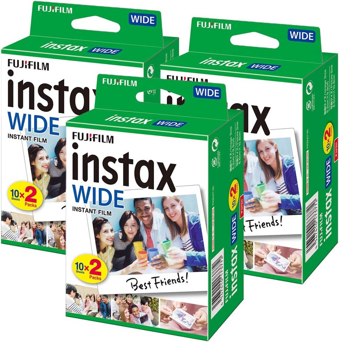 3 Pakken Direct Klaar Film voor Instax Wide Camera - 60 Opnames Totaal