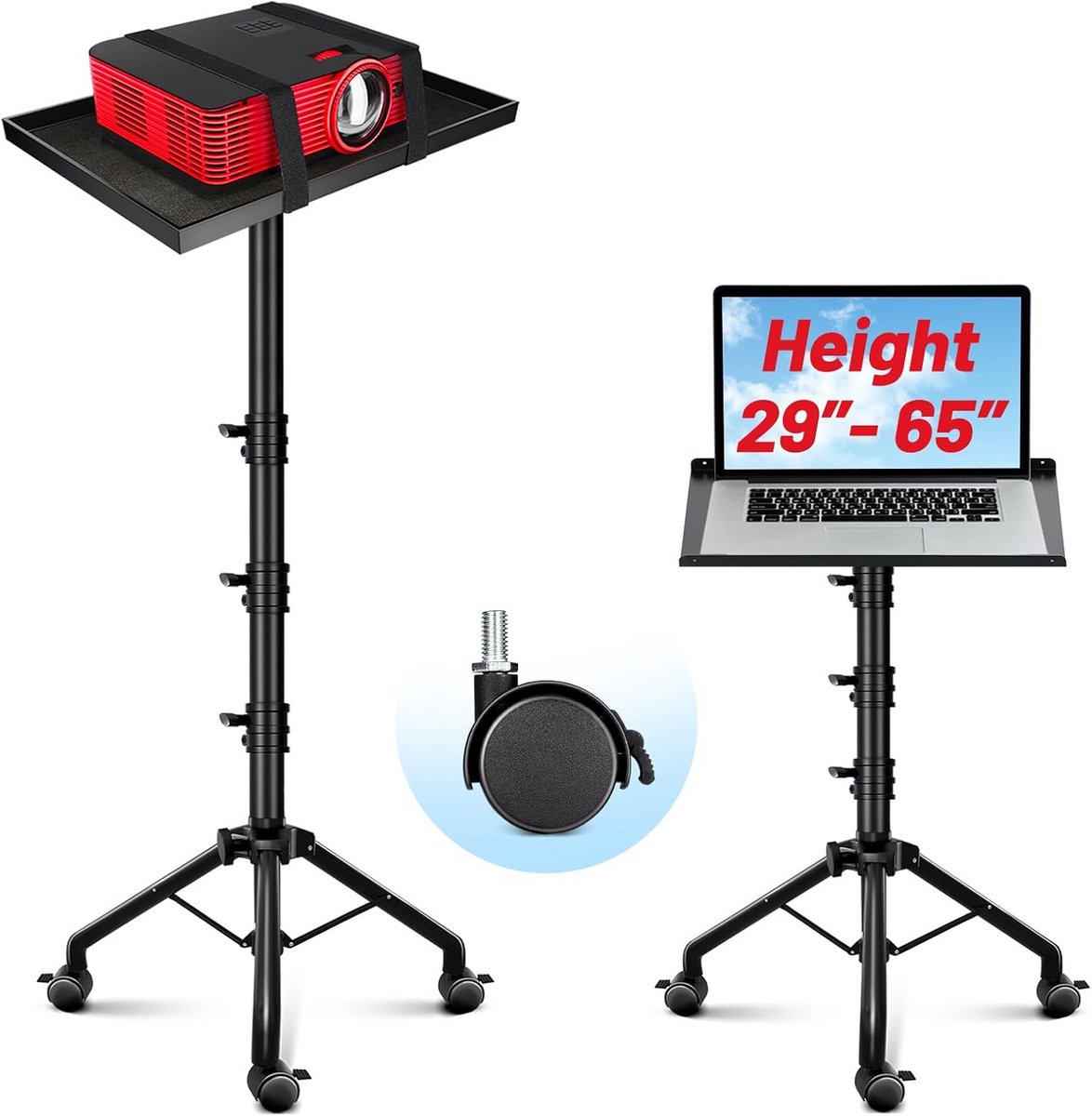 Verstelbaar Projector & Laptop Statief met Wielen - Universele DJ Rack Standaard