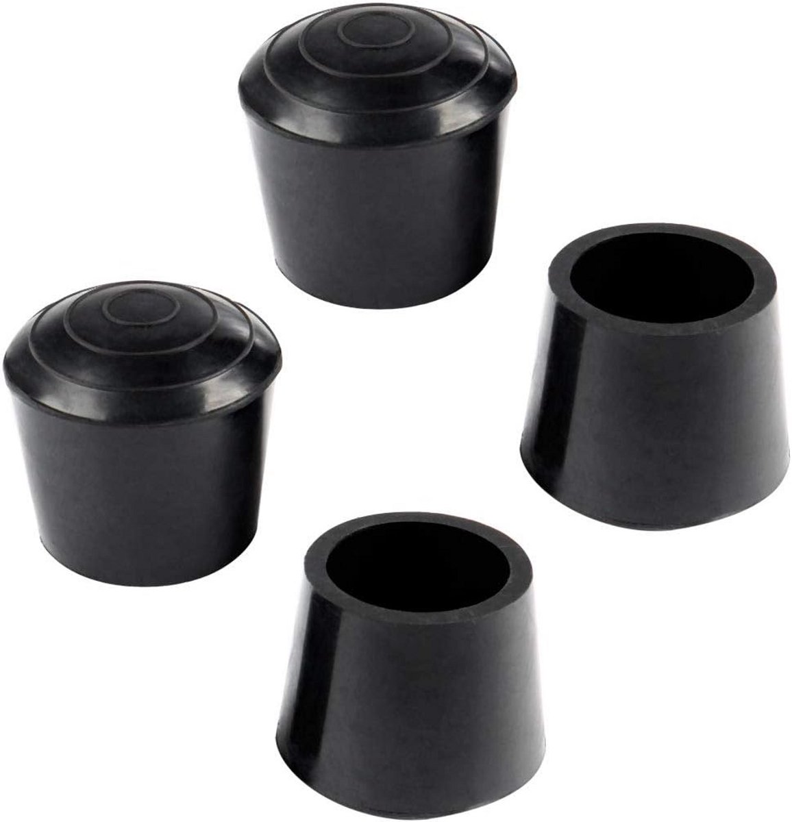 4 Stuks Zwarte Rubberen Voetdoppen voor Meubelpoten 30mm - Beschermkappen voor Tafels en Stoelen
