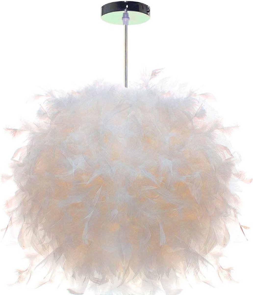 Witte Plafondlamp met Zachte Veren - Moderne Hanglamp voor Woon- en Slaapkamer (30 cm)