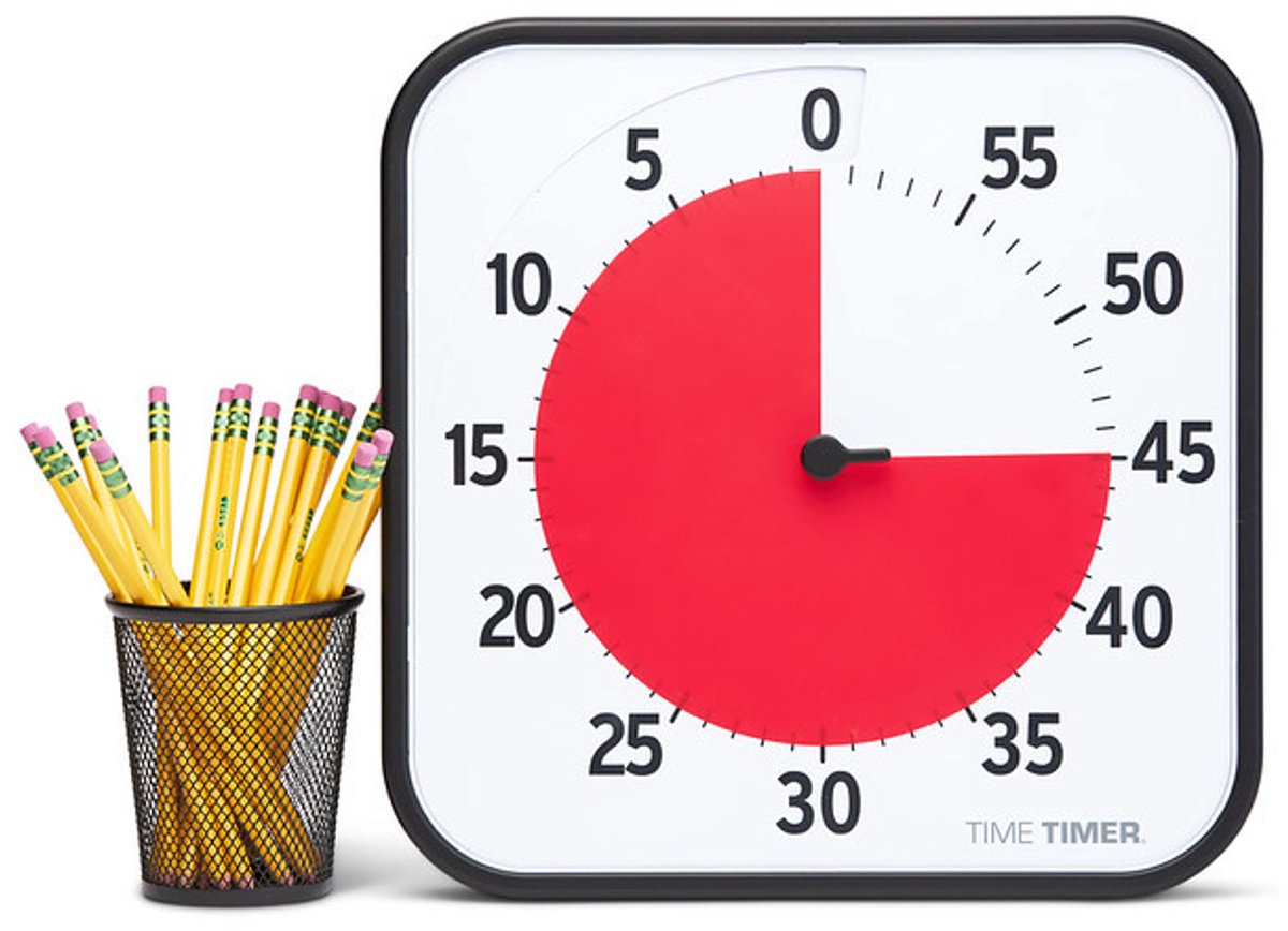 Time Timer® Large 30x30cm - 2PACK 60 Minuten - Visuele Timer - Zwart met Rode Schijf - 30 x 30 cm - Voordeelset 2 Stuks - Magnetisch - Incl. App — afbeelding 3