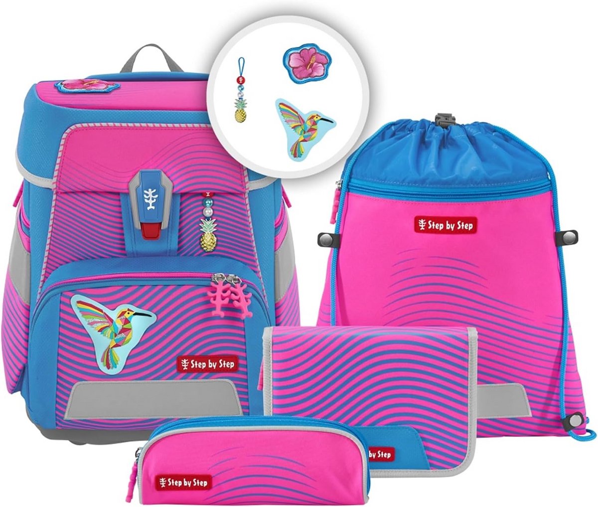 5-delige Neon Schooltas Set voor Kinderen - Inclusief Gymtas en Pennen-etui