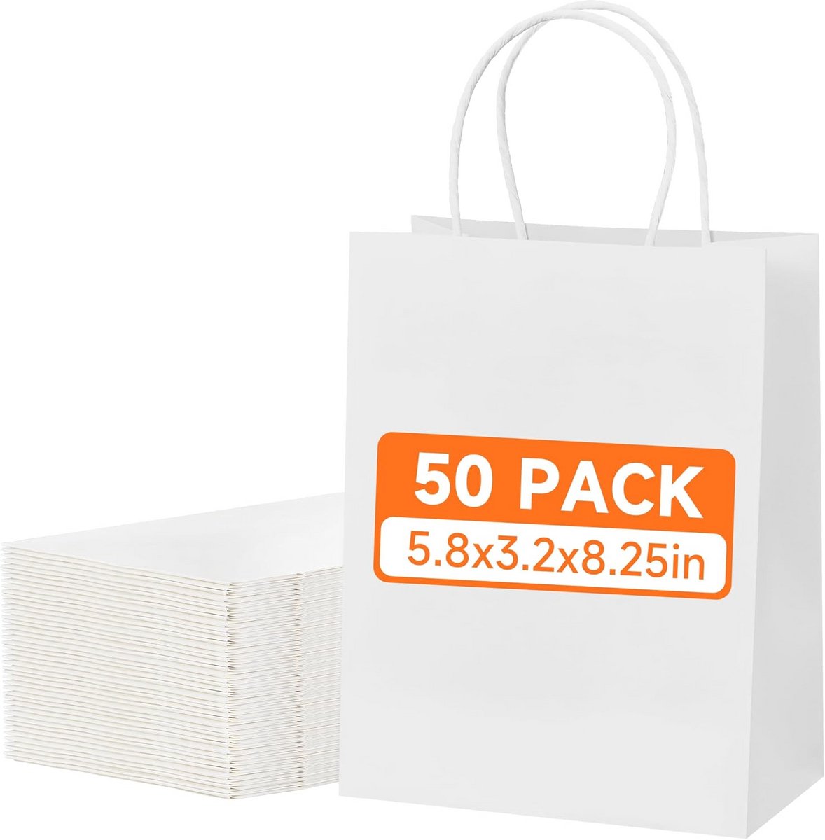 50 Witte Papieren Zakken met Handvatten voor Cadeaus en Winkelen - Kleine Kraft Wegwerpzakjes