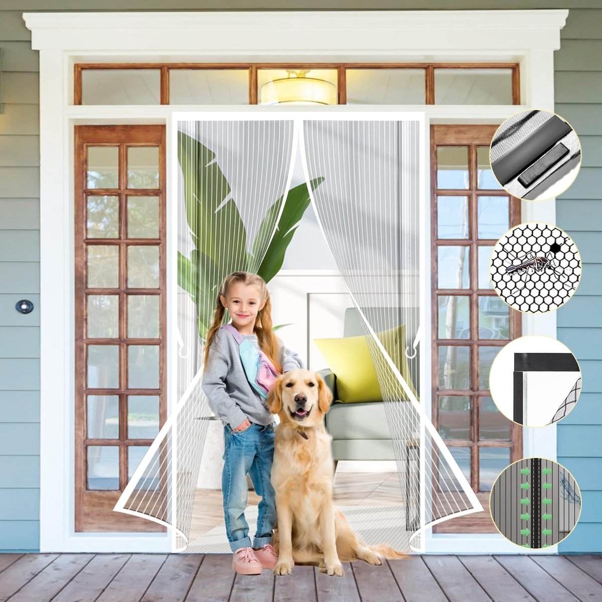 Magnetische Hordeur 180x240 cm Witte Hor voor Terras- en Schuifdeuren