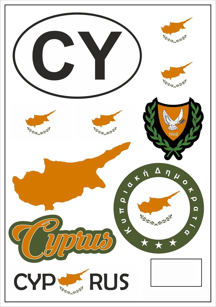 Cyprus Vlag Sticker Set - Decoratie voor Auto, Motor en Laptop