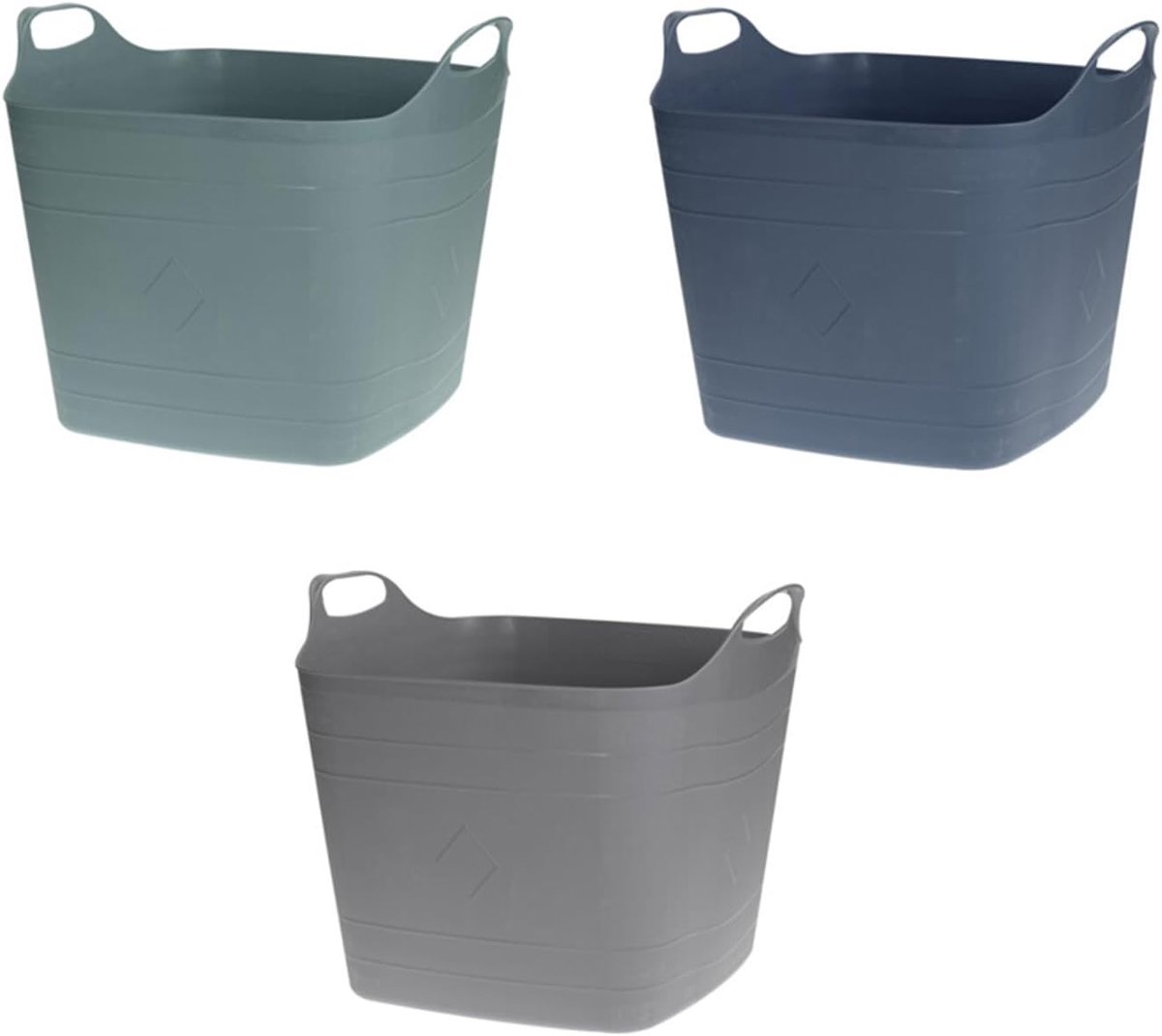 Set van 3 Flexibele Opbergmanden 25 Liter met Handgrepen