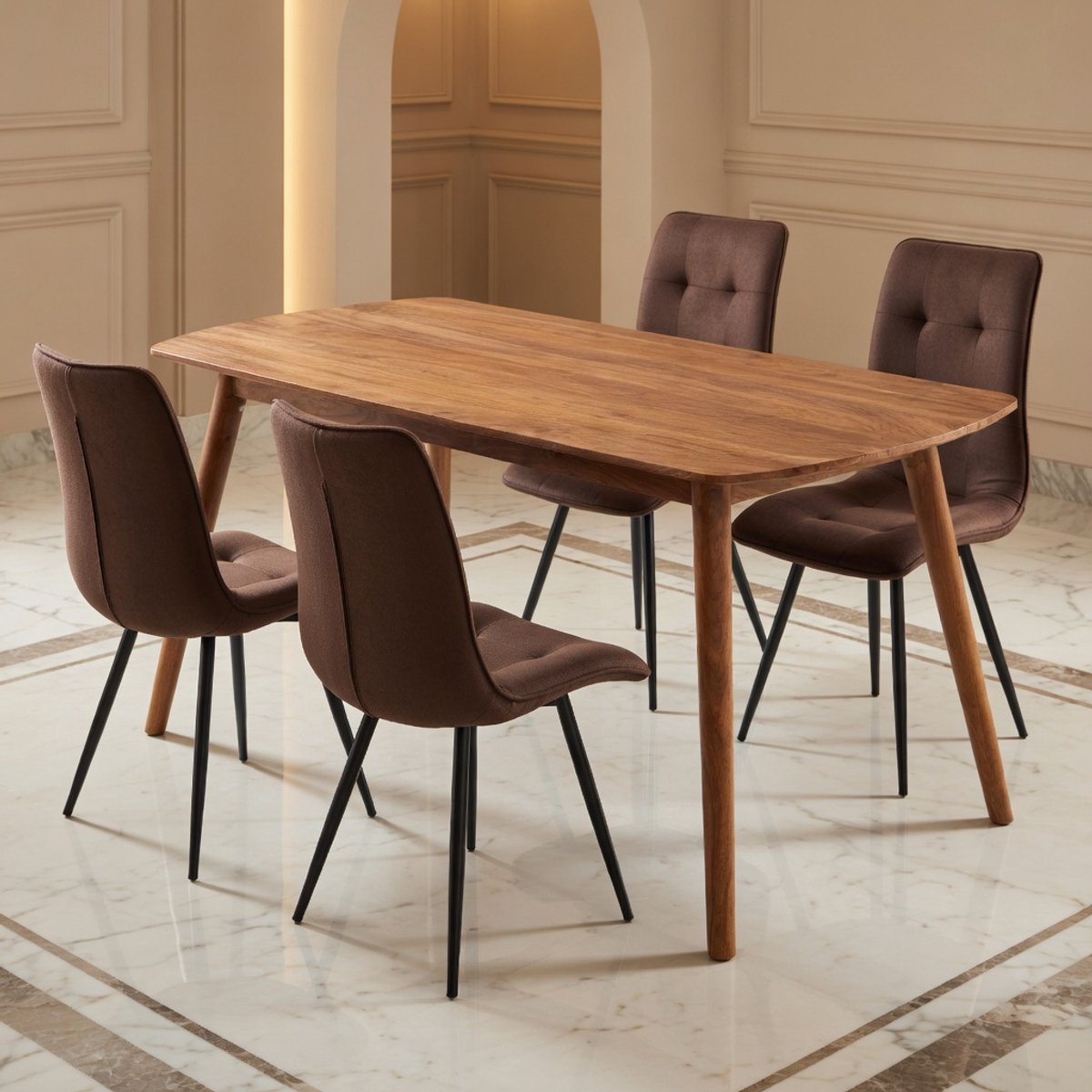 Serena Massief Houten Eettafel - Rechthoekig 120x60 cm - Design Tafel voor 4-6 Personen - Landelijke Keukentafel - Robuuste Houten Tafel voor Eetkamer en Woonkamer Casa Serena – Casa Dorada