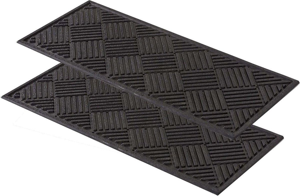 Set van 2 Rubberen Buitendeurmatten 25x60 cm Antislip en Robuust