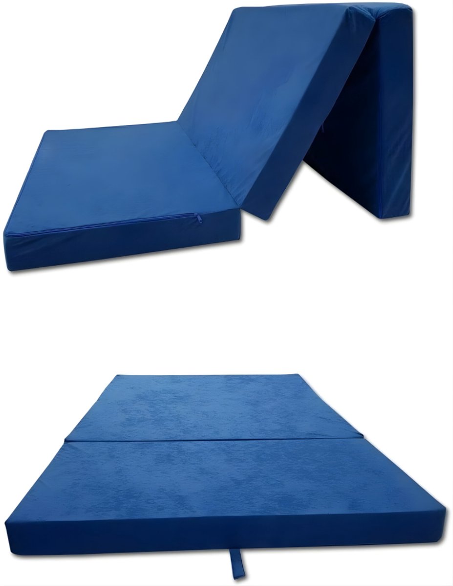 DnA® Vouwmatras - Logeerbed - Opvouwbaar Matras - Vouwbed - Logeermatras - Blauw - ‎180cm x 65cm x 7cm