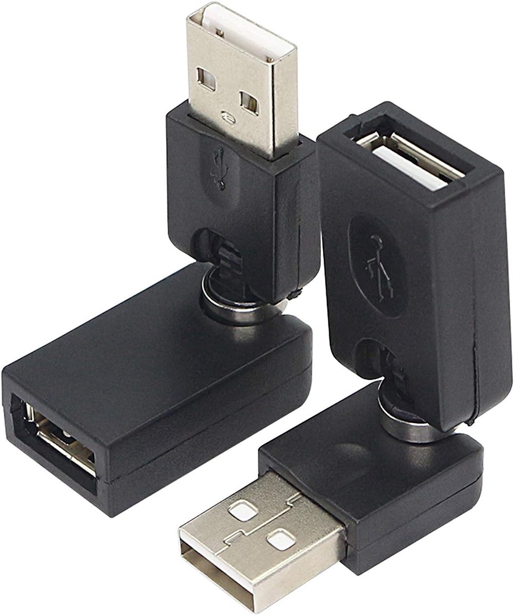 USB 2.0 A Male naar Vrouwelijk Adapter 90 Graden Draaibaar (2 Stuks)