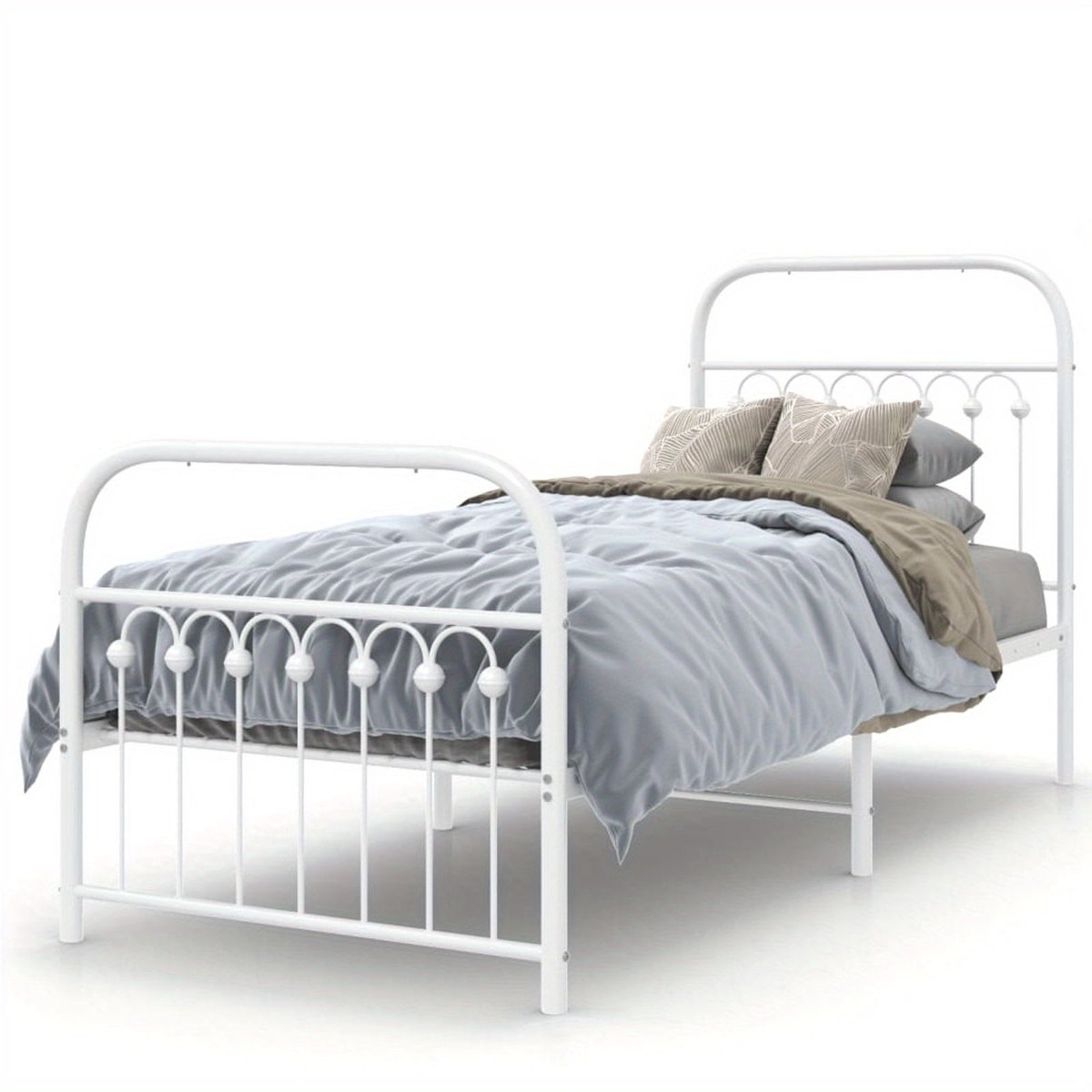 Bedframe – Bed – Eenpersoonsbed – Kinderbed – Slaapkamerbed – Met Hoofd- En Voetbord – Stevig Metaal – Compact 75x190 cm