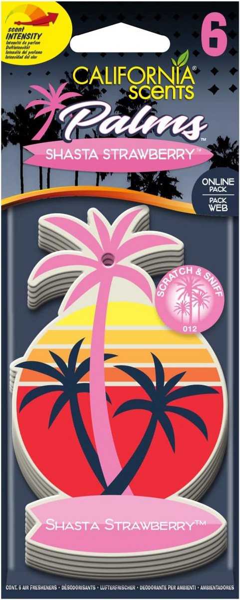 Luchtverfrisser Auto - Autogeur Set - Voertuig Opfrissen - Vrolijk Palm Design - 6 Stuks - Aardbei