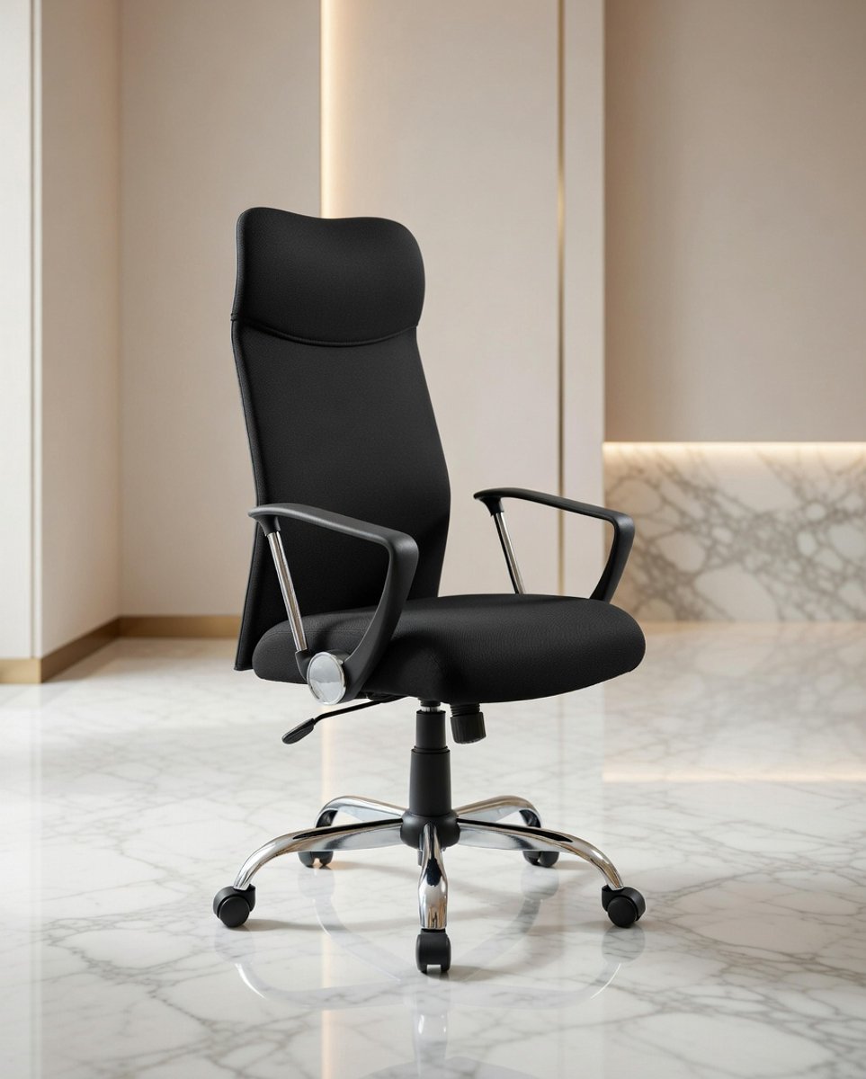Ergonomische Bureaustoel Casa Serena - Draaibare Computestoel met Verstelbare Hoogte en Kantelfunctie, Gevoerde Zitting, vaker Comfort, Zwart - Ergonomisch voor Thuiswerk, Kantoor en Studeerbureau ...