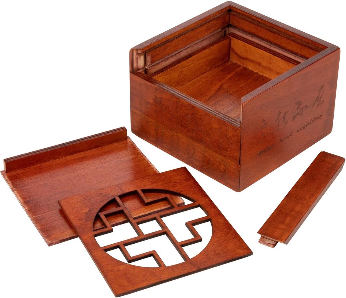 Houten Puzzeldoos met Geheimvak als Geschenkverpakking 11x11x7.5 cm — cadeau in Spellen & Speelgoed - foto 3