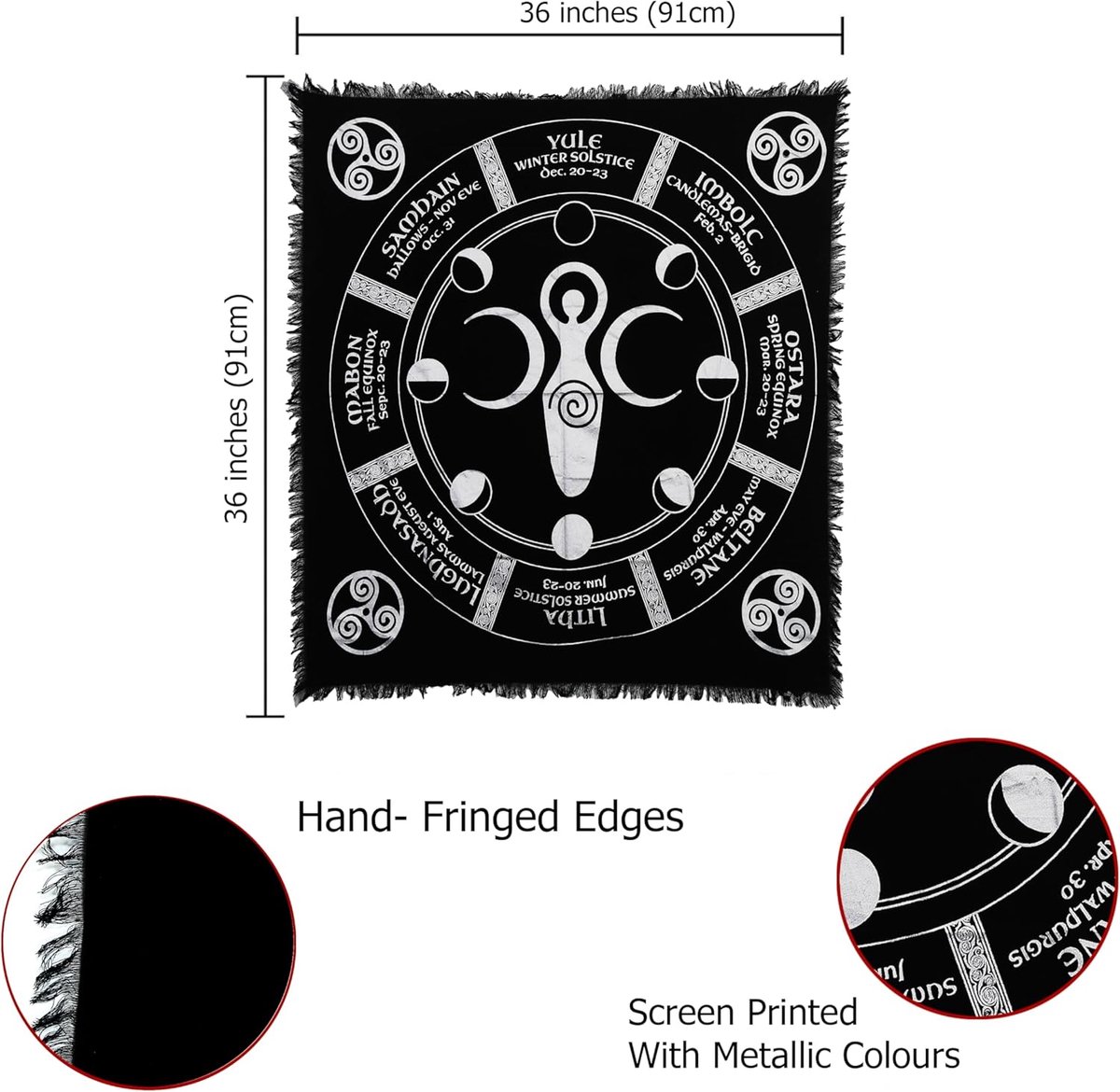 Maanfase Altaardecoratie Drie Maan Godin Wandkleed Tarot Tafelkleed Vierkant