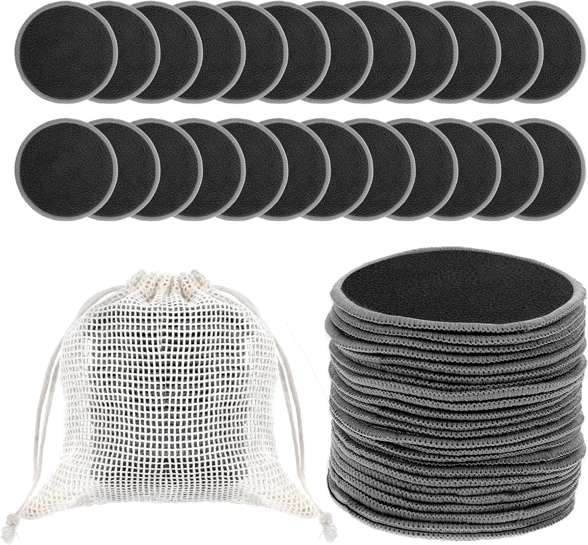 24 Herbruikbare Make-up Pads - Wasbaar & Zacht voor Gezichtsreiniging