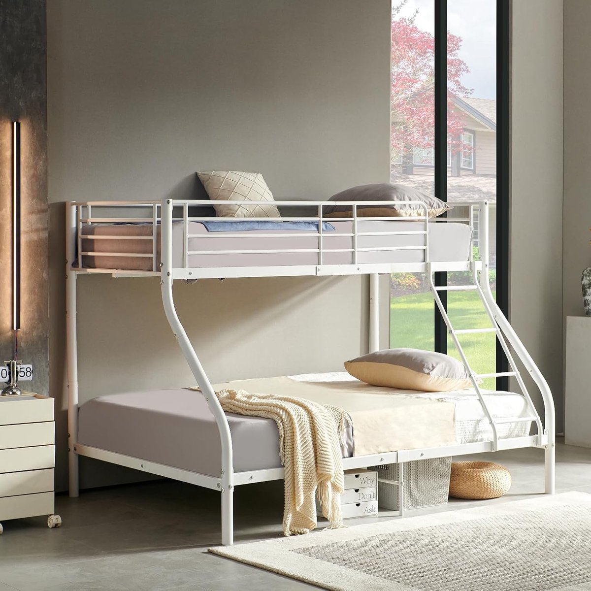Stevig Metalen Stapelbed - Dubbel XL & Eenpersoons - Wit Bedframe met Lattenbodem