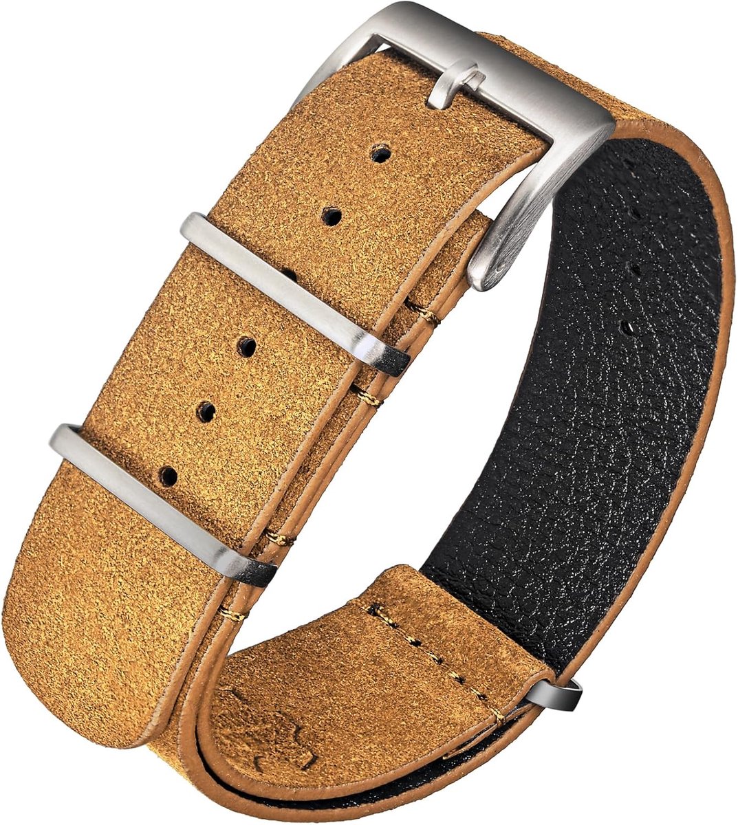 Suède NATO Zulu Horlogeband - Vintage Militaire Stijl in 18, 20, 22 mm - Comfortabel Reservebandje voor Heren en Dames