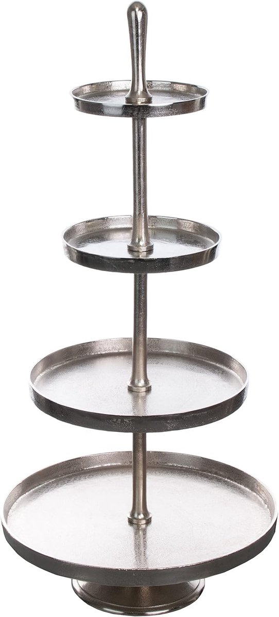 Etagère 4 Verdiepingen Aluminium Zilver 95 cm Vintage Stijl Taart Fruit Presenteren