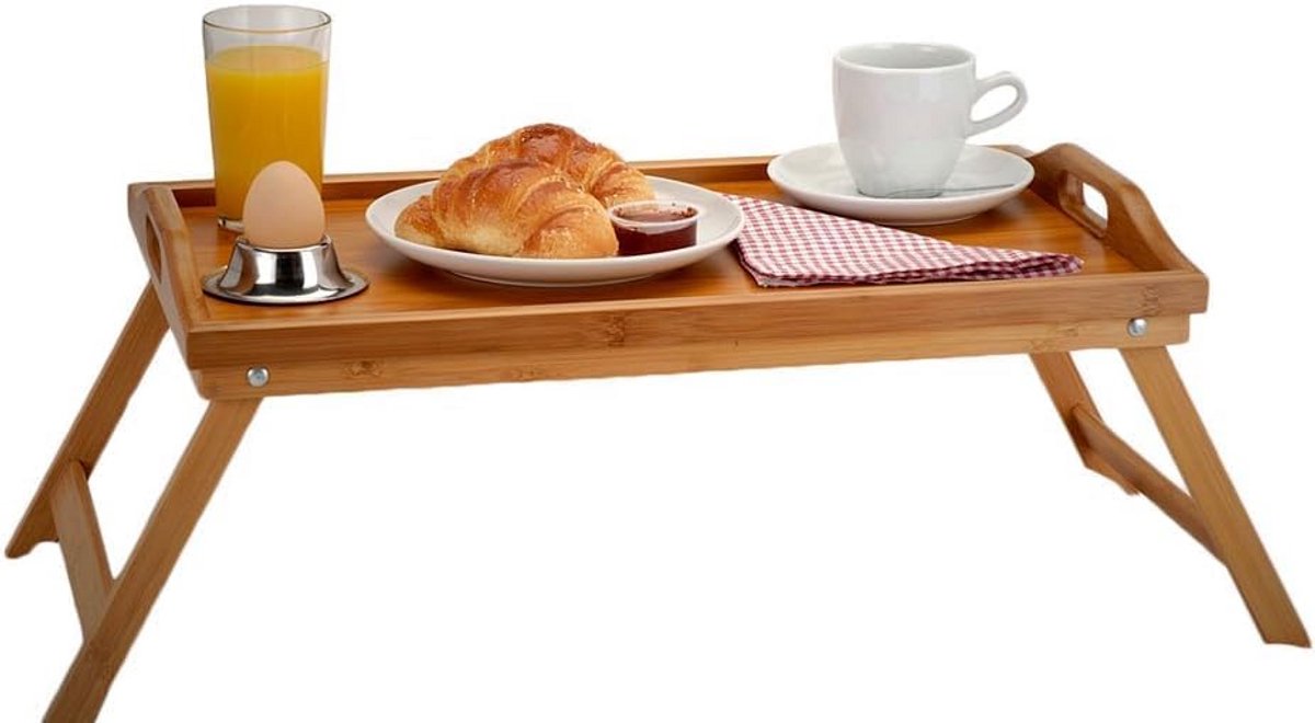 Inklapbaar Bed Dienblad met Poten Tafel voor Ontbijt en Laptop