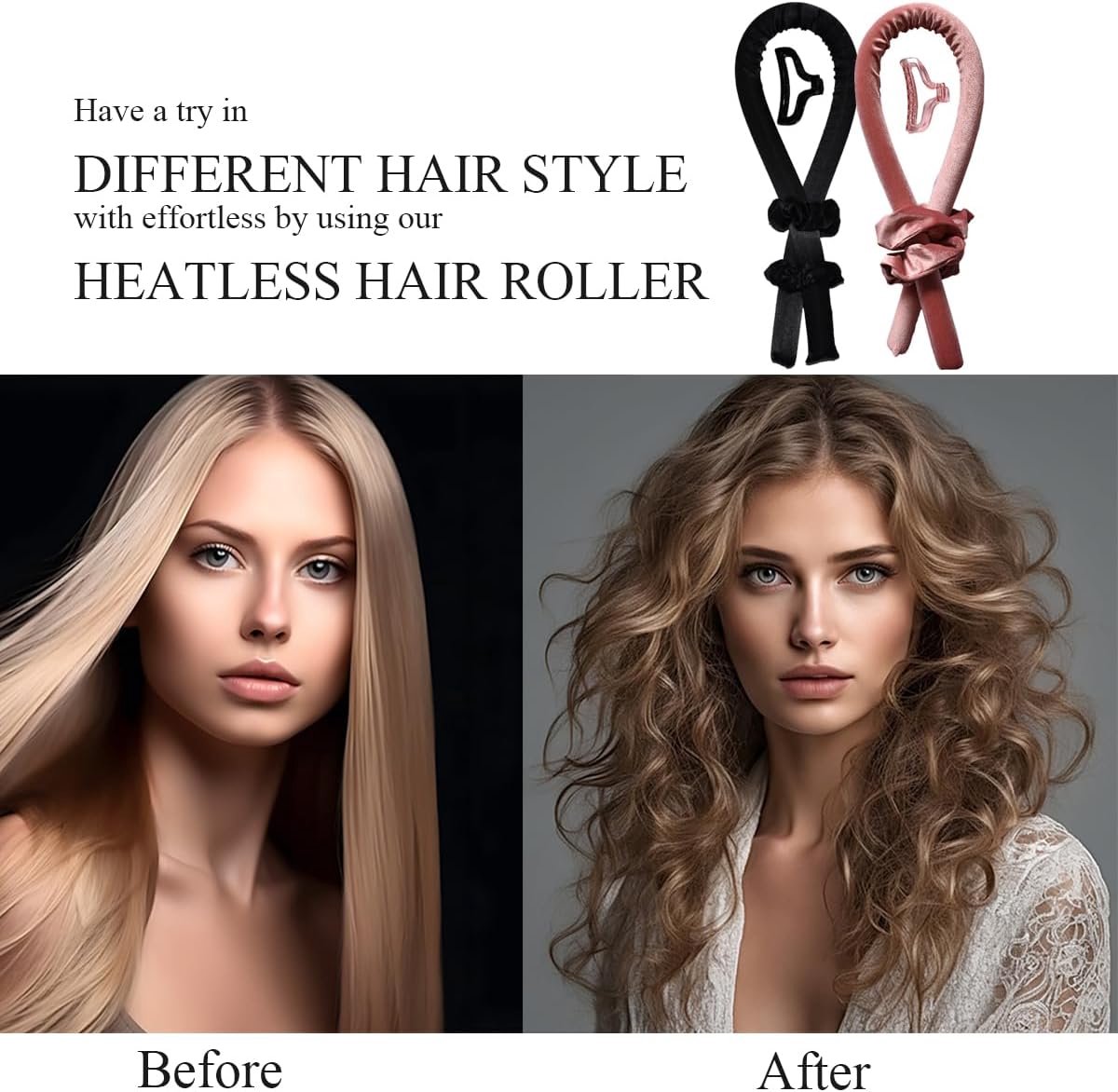 Warmevrije haarrollers voor lang en medium haar, fluwelen krulband voor zachte krullen