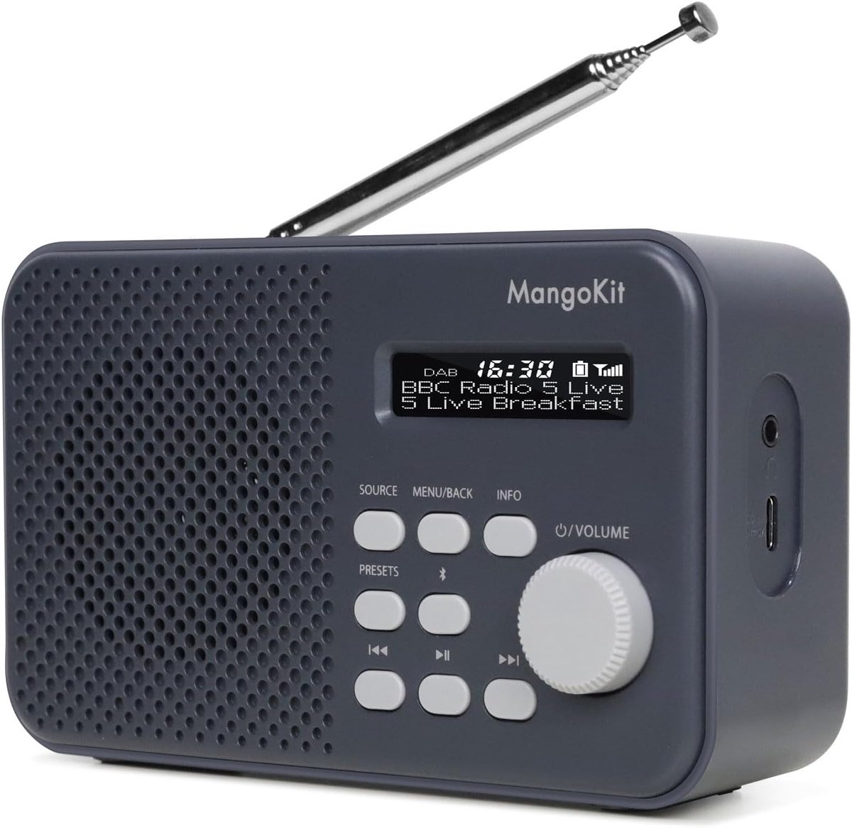 DAB+ Digitale Radio met Bluetooth Speaker, Draagbaar voor Keuken en Buiten: DAB, FM, Alarm