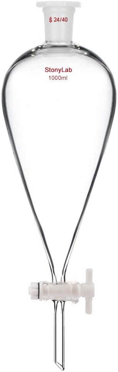 Borosilicaat Glazen Kolf 1000ml met 24/40 Verbinding en PTFE Kraan