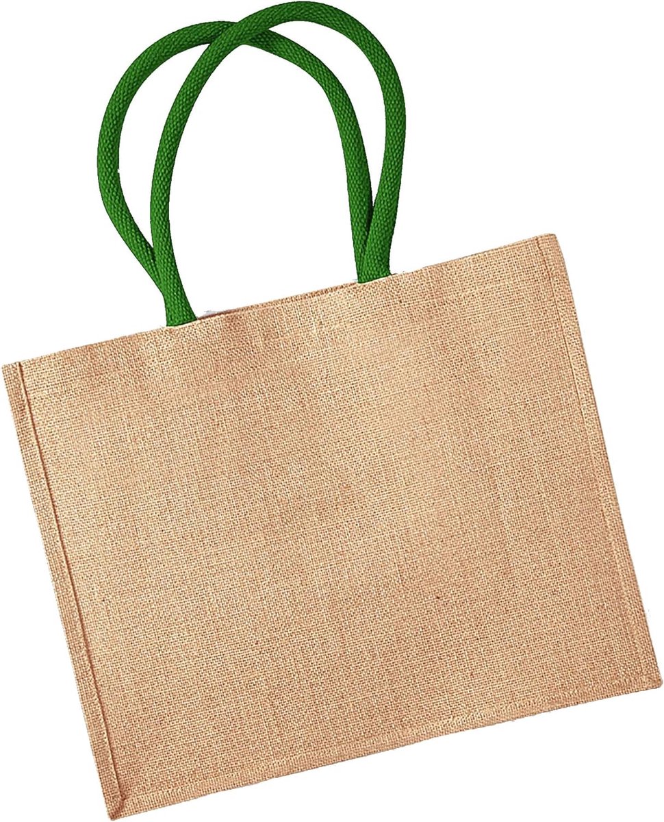 Set van 2 Klassieke Jute Shopper Tassen (21 Liter) - Natuurlijk en Fuchsia
