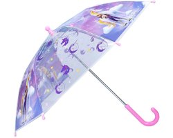 Unicorn Academy Rainy Days Paraplu - Paars / Transparant - 60 x 71 x 71 cm - Kinderparaplu - Sophia & Wildstar