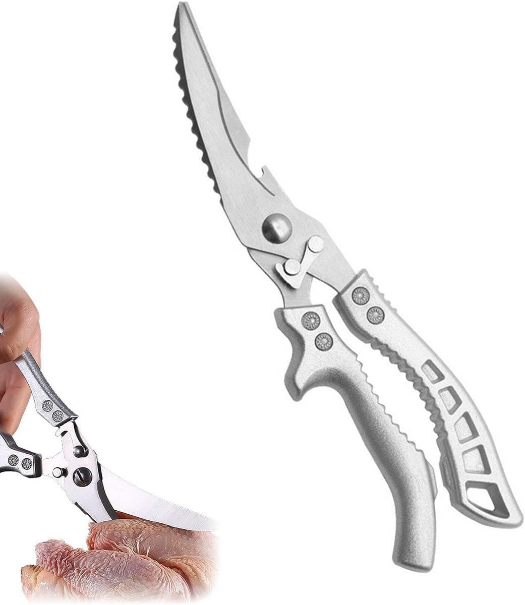 Scherpe Keukenschaar RVS - Gevogelte-, Vlees- en VisSchaar met Ergonomisch Handvat