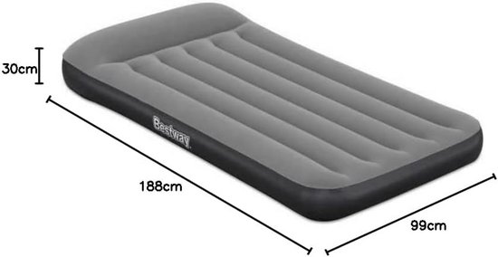 Luchtbed Eenpersoons - Slaapmat Opblaasbaar - Kamperen Gasten - Ingebouwde USB Pomp - 188x99x30cm - Grijs — afbeelding 5